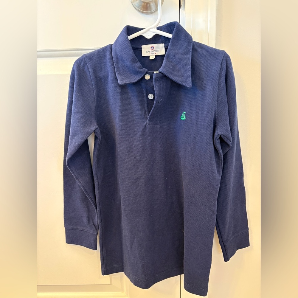 Nantucket Kids Boys Navy Blue Polo Long Sleeve Size 6